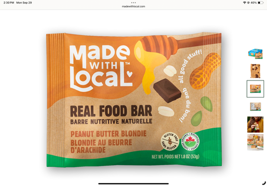 Made with Local Real Food Bar Peanut Butter Blondie