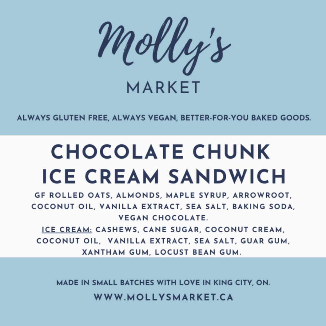 Molly's Chocolate Chunk Ice Cream Sandwiches